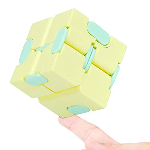 Infinity Cube Fidget Toy Stress Relieving Fidgeting Game for Kids and Adults,Cute Mini Unique Gadget for Anxiety Relief and Kill Time (Macaron Yellow)