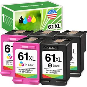 limeink 5 remanufactured ink cartridge replacement 61xl high yield for hp 1000 1010 1050 1055 1510 1512 2000 2050 2510 2512 2514 2540 2542 2543 2549 3000 3050 3050a 3054a 3051a envy (3 black, 2 color)