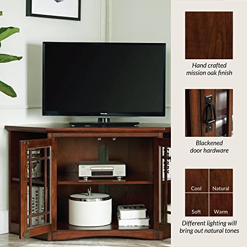 Leick Home 82287 Corner Stand with Bookcase Ends TV's, 50-inch, Mission Oak