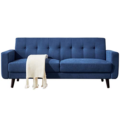 Peciafy Mid-Century Modern Loveseat/Sofa/Couch, with Upholstered Fabric in Brown for Living Room, Bedroom, Office, Apartment - Blue