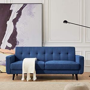 Peciafy Mid-Century Modern Loveseat/Sofa/Couch, with Upholstered Fabric in Brown for Living Room, Bedroom, Office, Apartment - Blue