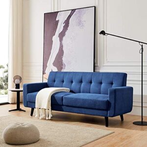 Peciafy Mid-Century Modern Loveseat/Sofa/Couch, with Upholstered Fabric in Brown for Living Room, Bedroom, Office, Apartment - Blue