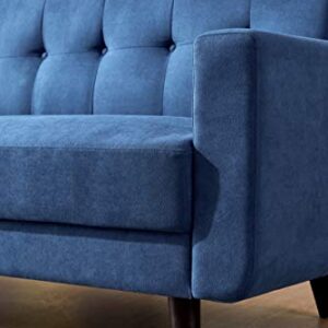 Peciafy Mid-Century Modern Loveseat/Sofa/Couch, with Upholstered Fabric in Brown for Living Room, Bedroom, Office, Apartment - Blue