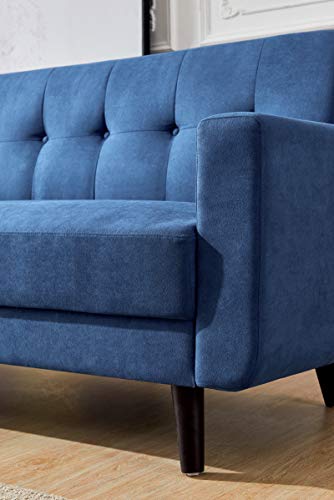 Peciafy Mid-Century Modern Loveseat/Sofa/Couch, with Upholstered Fabric in Brown for Living Room, Bedroom, Office, Apartment - Blue