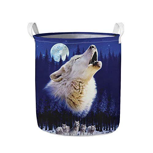 Xhuibop Laundry Basket Collapsible Large Capacity for Bathroom Soft Laundry Hamper with Handles Snow Forest Wolf Kids Hampers for Laundry Boys