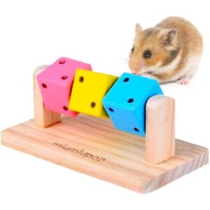 miumiupop hamster chew toy wood platform grinding teeth toys exercise intelligence training colorful wooden block for small animals chinchilla gerbil guinea pig rat chipmunk squirrel sugar glider