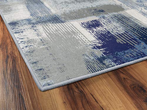 Brumlow MILLS Zora Abstract Machine Washable Indoor/Outdoor Area Rug for Home Office, Living Room or Bedroom Carpet, Dining or Kitchen Runner Rug, 5' x 7'6", Blue