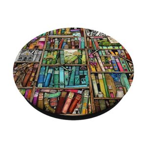 Reading Books Library Cool Book Shelves Book Lover Bookworm PopSockets PopGrip: Swappable Grip for Phones & Tablets