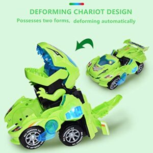 davidamy's gift Transforming Toy Dinosaur Cars, Dinosaur Car w/LED Light Sound, Aumatic Transformation Dinosaur Kids Toy (Red)