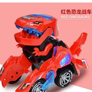 davidamy's gift Transforming Toy Dinosaur Cars, Dinosaur Car w/LED Light Sound, Aumatic Transformation Dinosaur Kids Toy (Red)