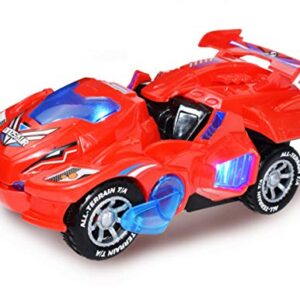 davidamy's gift Transforming Toy Dinosaur Cars, Dinosaur Car w/LED Light Sound, Aumatic Transformation Dinosaur Kids Toy (Red)