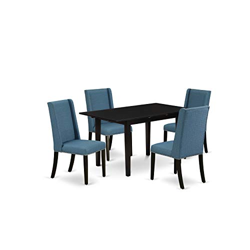 East West Furniture Dining Set NOFL5-BLK-21, Black