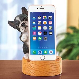 Collections Etc Peeking Dog Wood-Style Base Mobile Phone Holder Stand