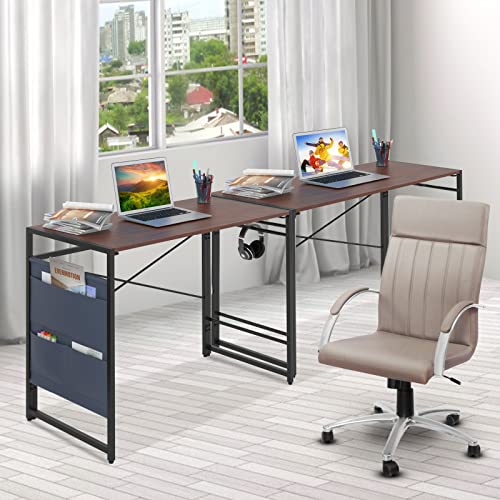 YOMT Foldable Desks for Small Spaces,Small Folding Writing Computer Desk Table with Storage Bag,Portable desks for Home Office,Brown