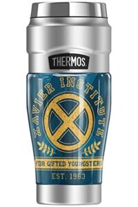 thermos marvel - x-men xavier institute plaid stainless king stainless steel travel tumbler, vacuum insulated & double wall, 16oz
