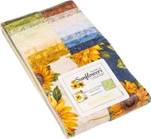 jackie robinson accent on sunflowers strip-pies 40 2.5-inch strips jelly roll benartex
