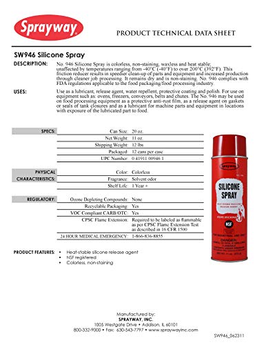 Sprayway SW946-12PK 11oz Silicone Spray and Release Agent, Pack of 12