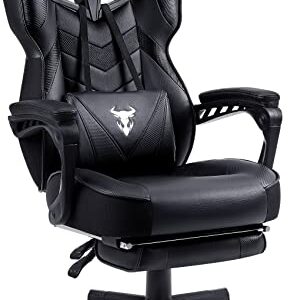 Zeanus Gaming Chairs with Footrest Recliner Computer Chair for Adults Massage Gaming Chair Big and Tall Gaming Chair Ergonomic Office Gamer Chair for Heavy People Recliner Racing Gaming Chair Black