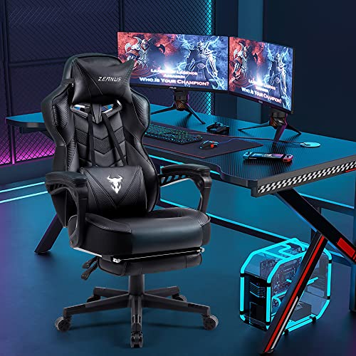 Zeanus Gaming Chairs with Footrest Recliner Computer Chair for Adults Massage Gaming Chair Big and Tall Gaming Chair Ergonomic Office Gamer Chair for Heavy People Recliner Racing Gaming Chair Black