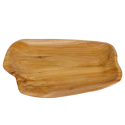 OUEEGER Wood Tray for Decor, Unique Handmade Wood Serving Tray for Fruit Food Table(15.7 INCH)