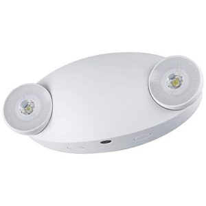 sunlite 05269-su compact led emergency light fixture, 2 watts, 120-277 volt, dual heads, 90-minute battery backup, wall or ceiling mount, ip20, ul listed, white