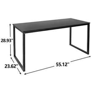 SUPER DEAL Computer Desk 55 Inch Modern Sturdy Office Desk PC Laptop Notebook Simple Writing Table for Home Office Workstation, Black