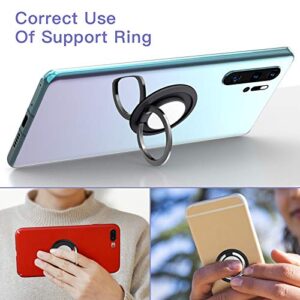 2 Pcs Phone Ring Holder Finger Kickstand, Cell Phone Ring Holder Finger Grip 360 Degree Rotation (Black)