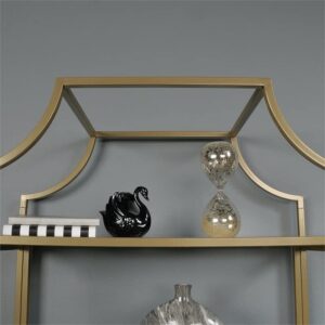 Home Square 2 Piece 5 Shelf Metal Framed Bookcase Set in Satin Gold