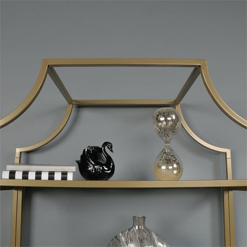 Home Square 2 Piece 5 Shelf Metal Framed Bookcase Set in Satin Gold