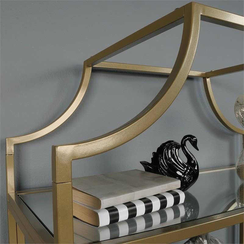 Home Square 2 Piece 5 Shelf Metal Framed Bookcase Set in Satin Gold