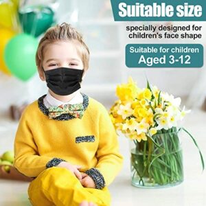 Kids Face Mask Disposable - 50 Pack Filter Mask 3-Ply Breathable Soft Safety Masks with Elastic Ear Loops for Dust Air Pollution Protection Children Girl Boy School Daily Use 5-15 Years Old - [Black]