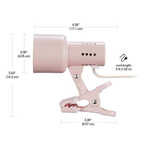 Globe Electric 52964 JoJo 5.5" Clip-Arm Desk Lamp, Matte Pink, in-Line On/Off Switch, Bulb Included