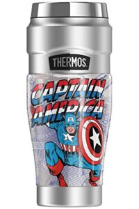 thermos marvel - captain america retro comic stainless king stainless steel travel tumbler, vacuum insulated & double wall, 16oz