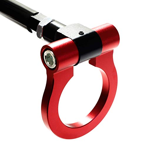 iJDMTOY Red Track Racing Style Front Bumper Tow Hook Ring Compatible With Tesla 2017-up Model 3, 2020-up Model Y, Made of Light Weight CNC Aluminum