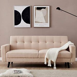 Meiyum Mid-Century Modern Loveseat/Sofa/Couch, with Upholstered Fabric in Brown for Living Room, Bedroom, Office, Apartment - Beige