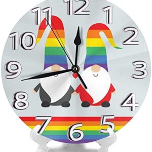 Tenghui Christmas Funny Cute Santa Elves Gnomes Round Wall Clock Silent Non Ticking Battery Operated Easy to Read for Student Office School Home Decorative Clock Art