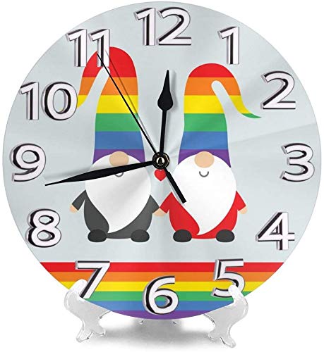 Tenghui Christmas Funny Cute Santa Elves Gnomes Round Wall Clock Silent Non Ticking Battery Operated Easy to Read for Student Office School Home Decorative Clock Art