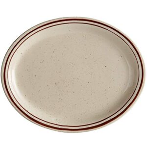 restaurant value, stoneware narrow rim oval platter 11 1/2" x 9 1/8", brown speckle, case of 12