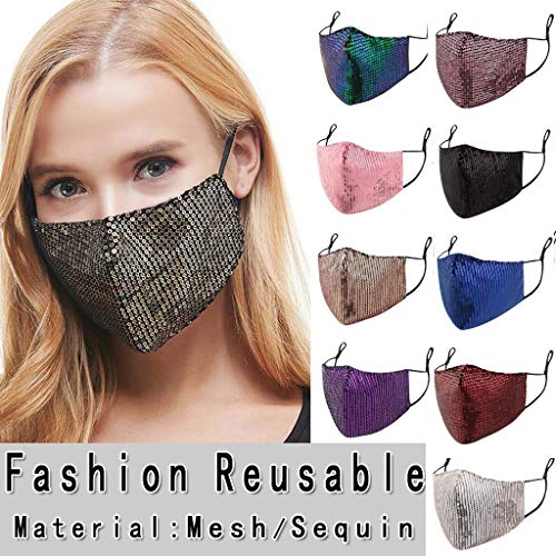1PC Face Balaclavas Sequins Cotton Cloth Fabric Adults Reusable Breathable Washable Earloop Mouth Cover Protection Covering