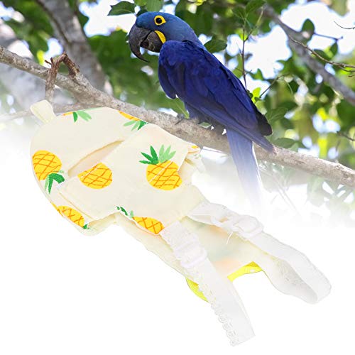Bird Diaper, Washable Reusable Parrots Nappies Bird Cute Diaper Clothes Flight Suit for Mini Parrot Small Birds q(L Pineapple)