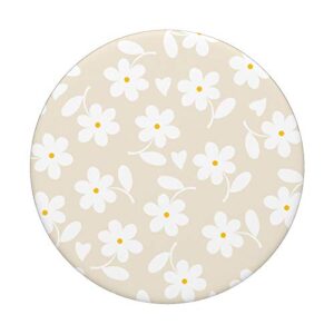 Magnolia White - White Daisy Flower Floral Heart Leaves PopSockets Swappable PopGrip