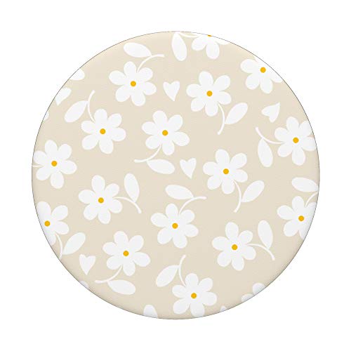 Magnolia White - White Daisy Flower Floral Heart Leaves PopSockets Swappable PopGrip