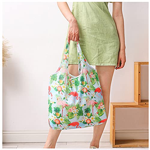 ALIMITOPIA Shopping Bags,Reusable Folding Waterproof Grocery Polyester Bags Totes Foldable Carrier Bags with Self Pouch(4pcs)