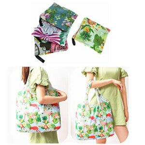 ALIMITOPIA Shopping Bags,Reusable Folding Waterproof Grocery Polyester Bags Totes Foldable Carrier Bags with Self Pouch(4pcs)