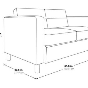 OSP Home Furnishings Pacific Loveseat with Padded Box Spring Seats and Silver Finish Legs, Cream Fabric