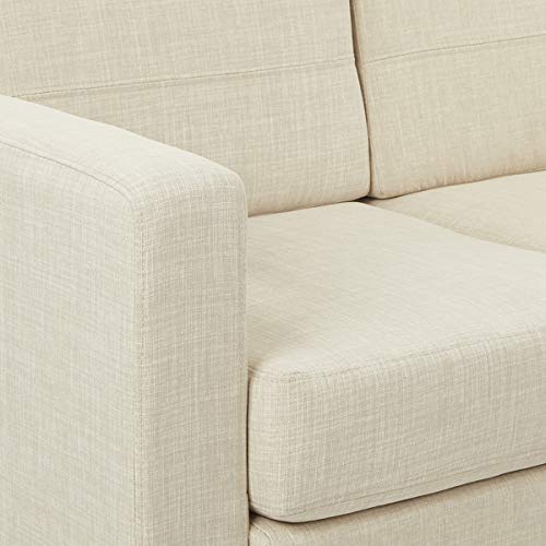 OSP Home Furnishings Pacific Loveseat with Padded Box Spring Seats and Silver Finish Legs, Cream Fabric