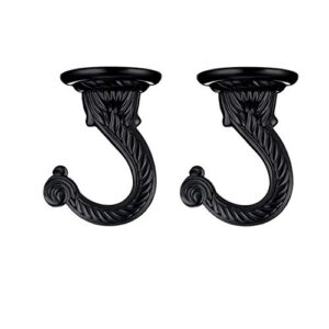 bnafes 2 sets 55mm/2.17" ceiling metal ceiling hooks, heavy duty swag ceiling hooks with hardware for hanging plants/chandeliers/wind chimes/ornament (black color)
