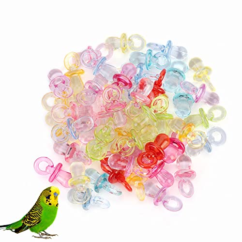 Bird Toys, 50pcs Plastic Bird Toys Bird Nipple Toys Bite Chew Toys Plastic Colorful Bird Pacifiers Pet Teeth Toy Birds Supplies Accessories