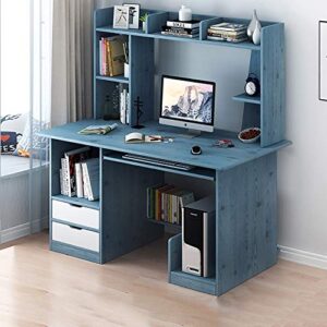 47 inch computer desk with hutch and bookshelf,modern sturdy office desk pc laptop table workstation with display shelves for home office