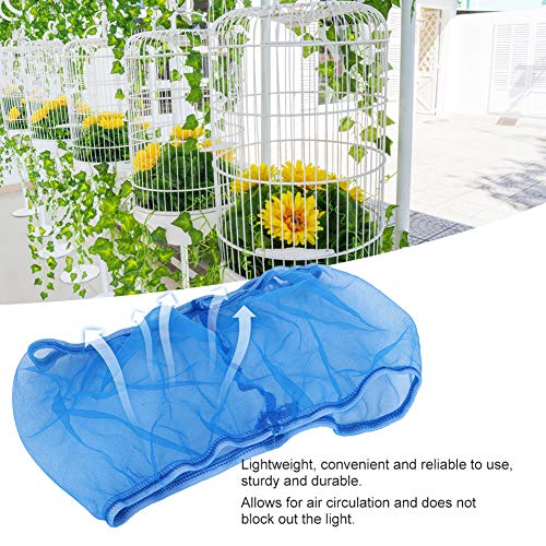 Strnek 2Pcs Bird Cage Cover Seed Catcher Birdcage Lightweight Soft Airy Polyester Mesh Cover Skirt Guard Universal Parrots Cage Accessories 26.0-52.0Inx6.7In (Small-Blue)